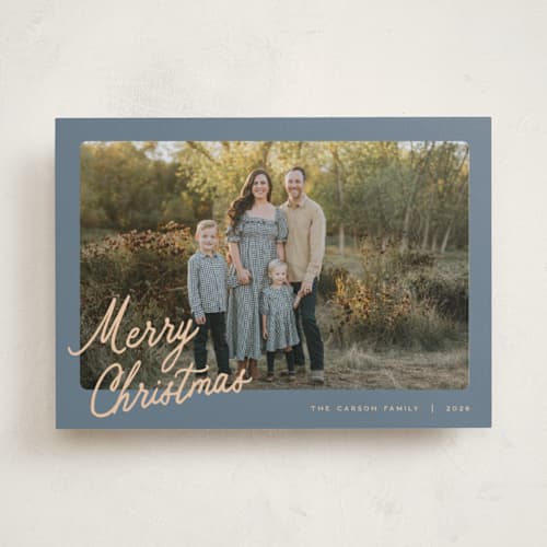 This is a sunlit holiday photo cards with standard by Pixel and Hank called palette printing on recycled smooth signature in standard