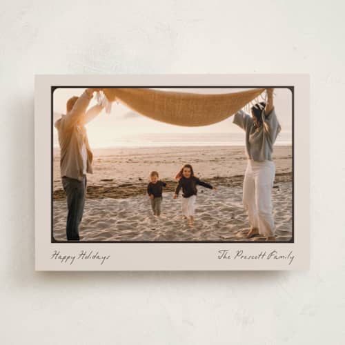 This is a coal holiday photo cards with standard by Pixel and Hank called reverie printing on recycled smooth signature in standard