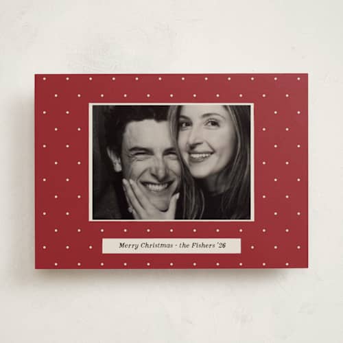 This is a cranberry holiday photo cards with standard by Ani Somi called merry day printing on recycled smooth signature in standard