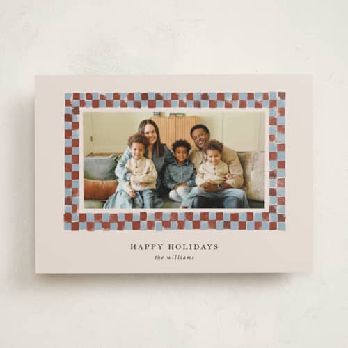 This is a rust holiday photo cards with standard by Snow and Ivy called castello printing on recycled smooth signature in standard