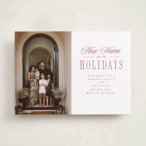 This is a cherry holiday photo cards with standard by Hannah Williams called new home holiday printing on recycled smooth signature in standard