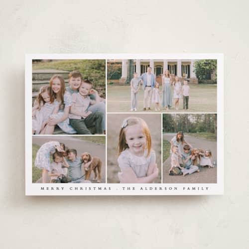 This is a snowfall holiday photo cards with standard by Angela Thompson called classic gallery printing on recycled smooth signature in standard