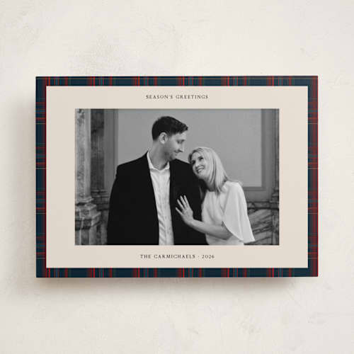 This is a navy holiday photo cards with standard by Studio Suku called windsor printing on recycled smooth signature in standard