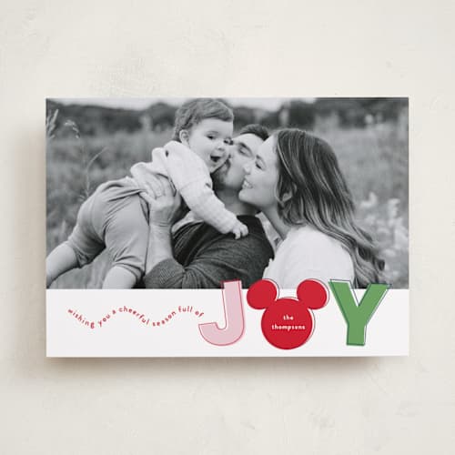 This is a gumdrop holiday photo cards with standard by Ashlee Townsend called joyful mickey printing on recycled smooth signature in standard