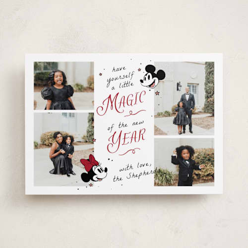 This is a cherry holiday photo cards with standard by letterfix called disney's mickey minnie magical season printing on recycled smooth signature in standard