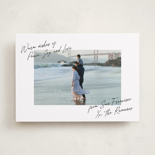 This is a vanilla holiday photo cards with standard by Creo Study called written it printing on recycled smooth signature in standard