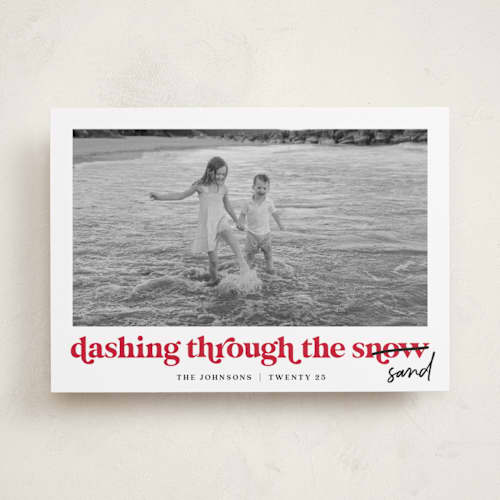 This is a candy cane holiday photo cards with standard by Louise Kay called dashing holiday printing on recycled smooth signature in standard