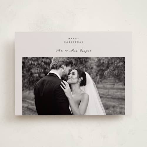 This is a eggnog holiday photo cards with standard by Ashley Iwafuchi called merry season printing on recycled smooth signature in standard