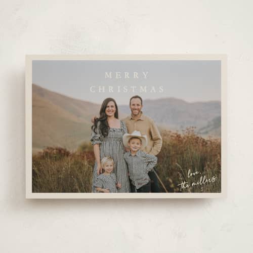 This is a vanilla holiday photo cards with standard by Kasia Labocki called homebound printing on recycled smooth signature in standard