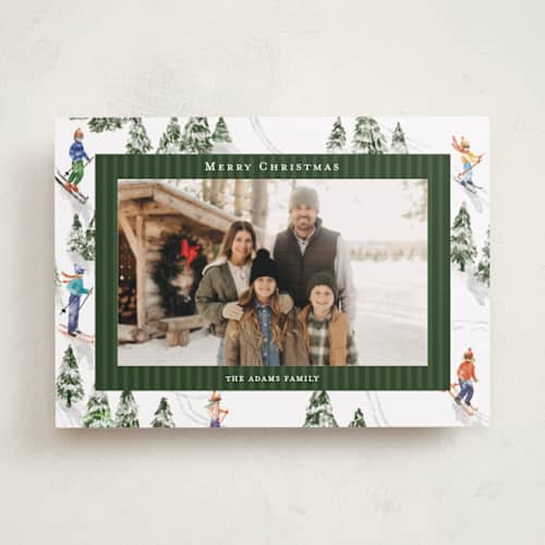 This is a forest holiday photo cards with standard by Celine Nguyen called snowy family printing on recycled smooth signature in standard