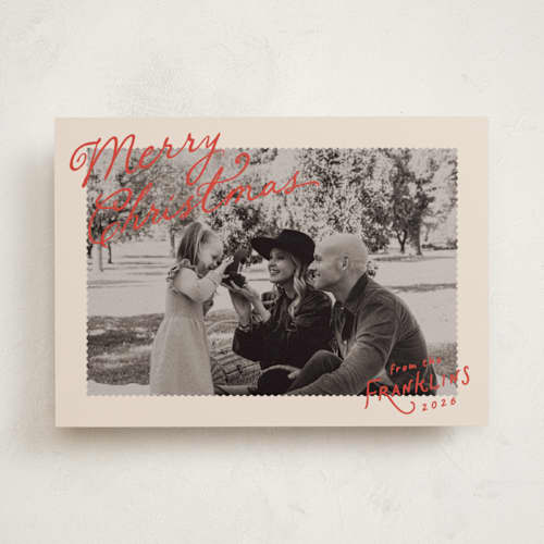 This is a santa suit holiday photo cards with standard by Everett Paper Goods called icing printing on recycled smooth signature in standard