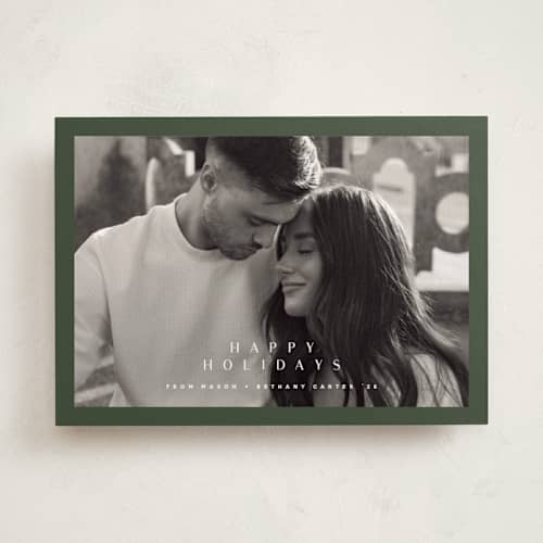 This is a moss holiday photo cards with standard by Stacey Meacham called simple holidays printing on recycled smooth signature in standard