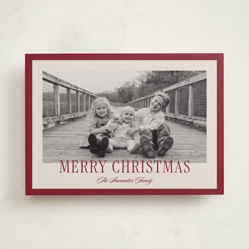 This is a cranberry holiday photo cards with standard by Angela Garrick called eastcoast printing on recycled smooth signature in standard