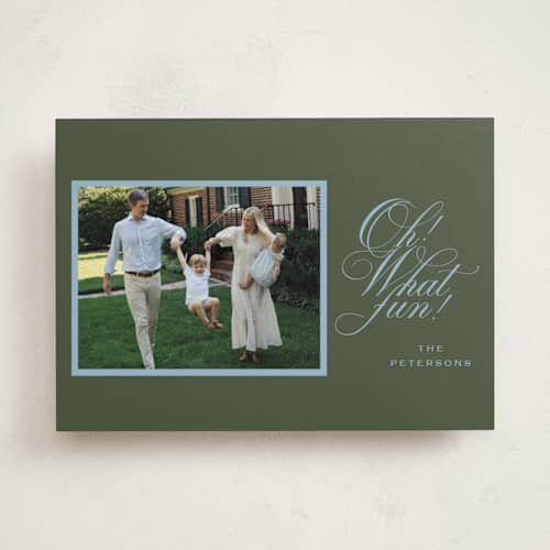 This is a evergreen holiday photo cards with standard by Erin Hodges called family traditions printing on recycled smooth signature in standard