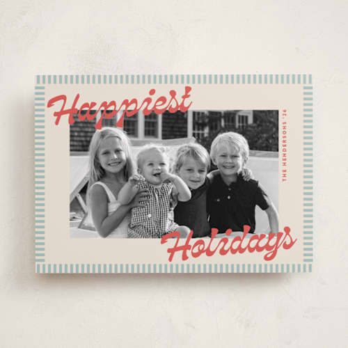 This is a cabana holiday photo cards with standard by Carolyn Nicks called striped delight printing on recycled smooth signature in standard