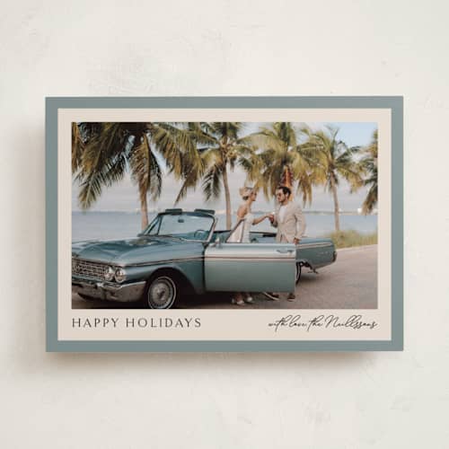 This is a pool holiday photo cards with standard by Chris Griffith called holiday band printing on recycled smooth signature in standard