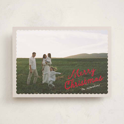 This is a candy cane holiday photo cards with standard by Pixel and Hank called dispatch printing on recycled smooth signature in standard