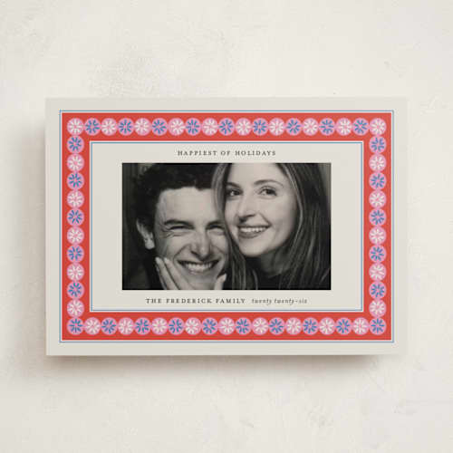 This is a sprinkles holiday photo cards with standard by Jackie Crawford called sugarplum border printing on recycled smooth signature in standard