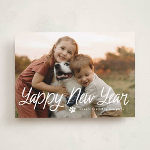 This is a snow holiday photo cards with standard by Annie Holmquist called unleashed printing on recycled smooth signature in standard