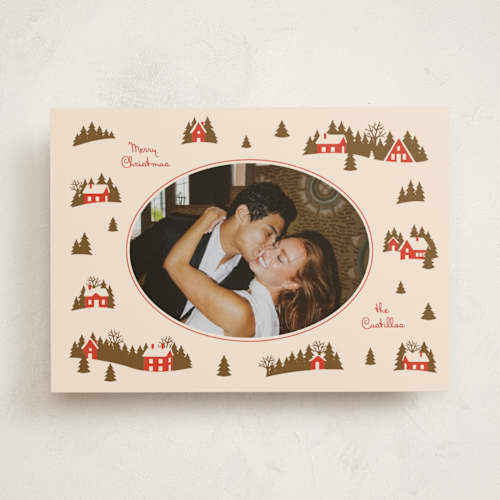 This is a fruitcake holiday photo cards with standard by Ekko Studio called vintage village printing on recycled smooth signature in standard