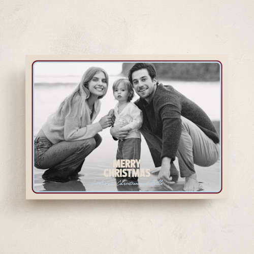 This is a eggnog holiday photo cards with standard by Jenna Holcomb called retro framed printing on recycled smooth signature in standard