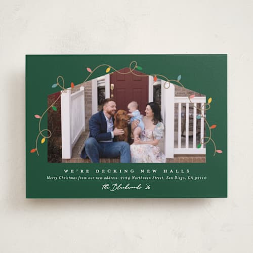 This is a juniper holiday photo cards with standard by Erica Krystek called christmas move printing on recycled smooth signature in standard