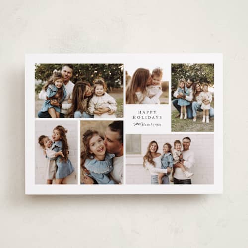This is a snowflake holiday photo cards with standard by Jessica Williams called mod medley printing on recycled smooth signature in standard