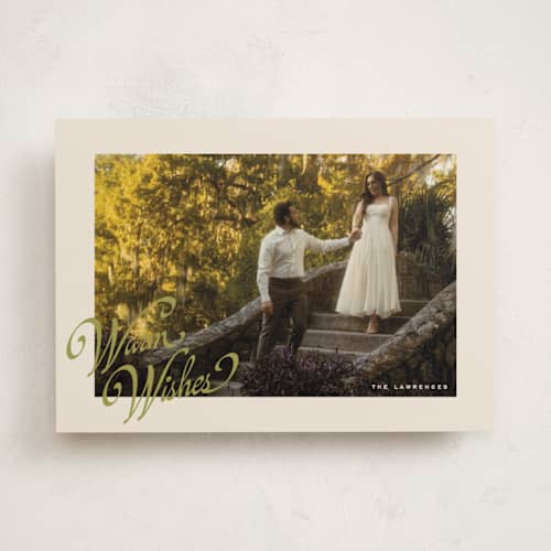 This is a spearmint holiday photo cards with standard by Ekko Studio called whimsical wishes printing on recycled smooth signature in standard
