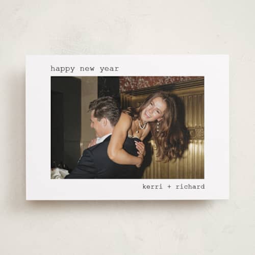 This is a snow holiday photo cards with standard by Amanda Stuff called typewriter printing on recycled smooth signature in standard