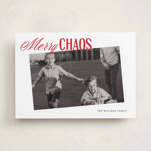 This is a holly berry holiday photo cards with standard by Holly Whitcomb called chester printing on recycled smooth signature in standard