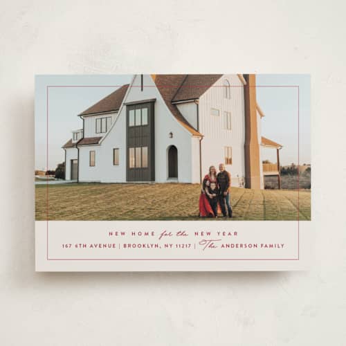 This is a candy cane holiday photo cards with standard by Julie Murray called home sweet home printing on recycled smooth signature in standard