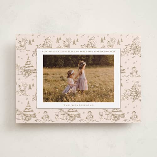 This is a caramel holiday photo cards with standard by Teju Reval called disney's holiday pooh printing on recycled smooth signature in standard