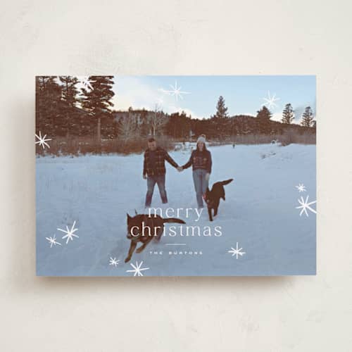 This is a snow holiday photo cards with standard by Wildfield Paper Co called twinkle! printing on recycled smooth signature in standard