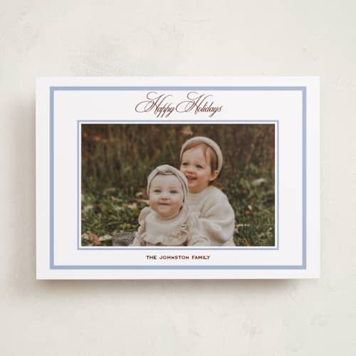 This is a mist holiday photo cards with standard by Annie Shapiro called cler printing on recycled smooth signature in standard