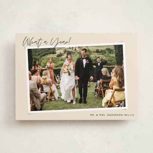 This is a latte holiday photo cards with standard by Alicia Schultz called dated snapshot printing on recycled smooth signature in standard
