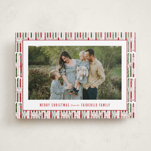 This is a santa holiday photo cards with standard by Aubrey Fairchild called a ski christmas printing on recycled smooth signature in standard
