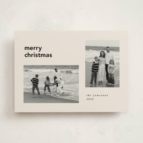 This is a cream holiday photo cards with standard by Iveta Angelova called simpe text printing on recycled smooth signature in standard