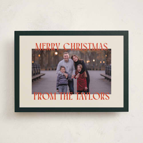 This is a mistletoe holiday photo cards with standard by Ekko Studio called cheerful stack printing on recycled smooth signature in standard