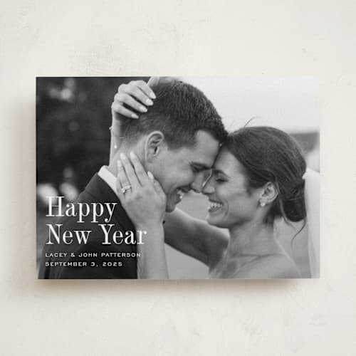 This is a snow holiday photo cards with standard by Megan Davis called eternally merry printing on recycled smooth signature in standard