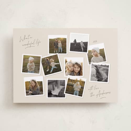 This is a cookie dough holiday photo cards with standard by Lisa McLean called vintage collage printing on recycled smooth signature in standard