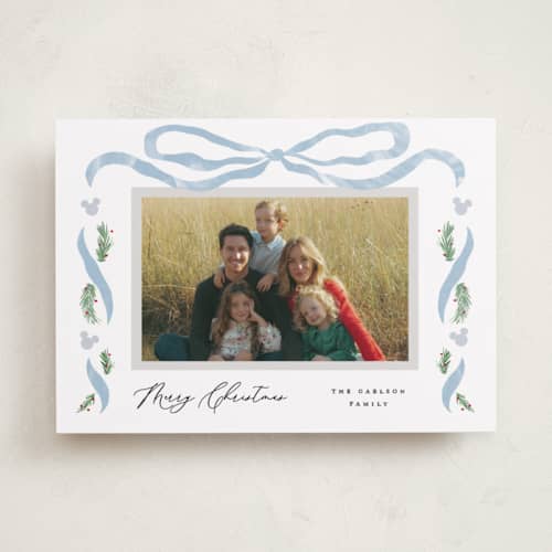 This is a iceberg holiday photo cards with standard by Pixel and Hank called disney's mickey bough border printing on recycled smooth signature in standard
