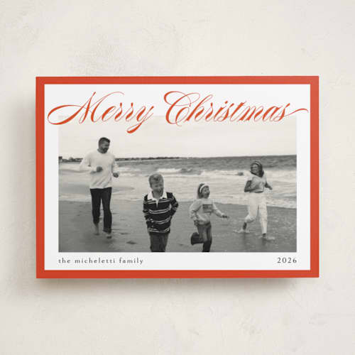 This is a poppy holiday photo cards with standard by Chris Griffith called holiday play printing on recycled smooth signature in standard