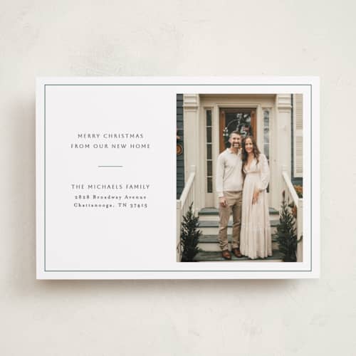 This is a pine holiday photo cards with standard by Jennifer Lew called classic home printing on recycled smooth signature in standard