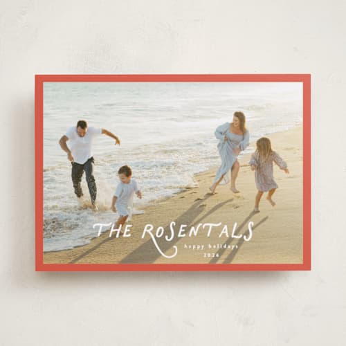 This is a candy cane holiday photo cards with standard by Tamara Hilje called the family printing on recycled smooth signature in standard