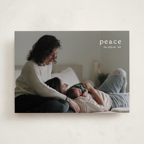 This is a snow holiday photo cards with standard by Amy Kross called emblem printing on recycled smooth signature in standard