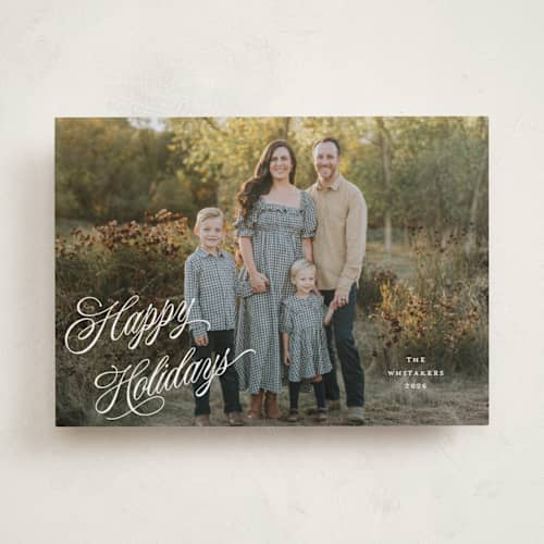 This is a snow holiday photo cards with standard by Pixel and Hank called bubbly printing on recycled smooth signature in standard