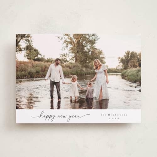 This is a snow holiday photo cards with standard by Christy Hy Lee called modernist printing on recycled smooth signature in standard