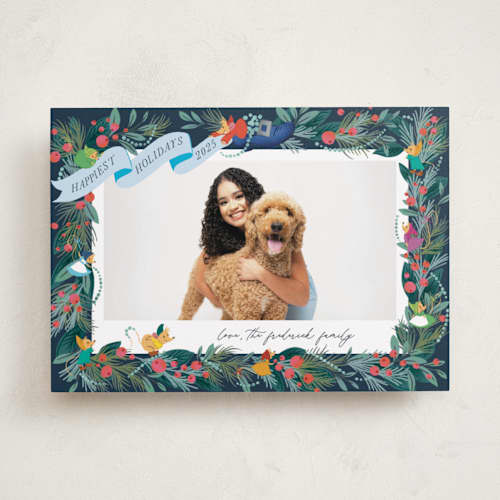 This is a fairy godmother holiday photo cards with standard by Jackie Crawford called disney's cinderella's garland printing on recycled smooth signature in standard