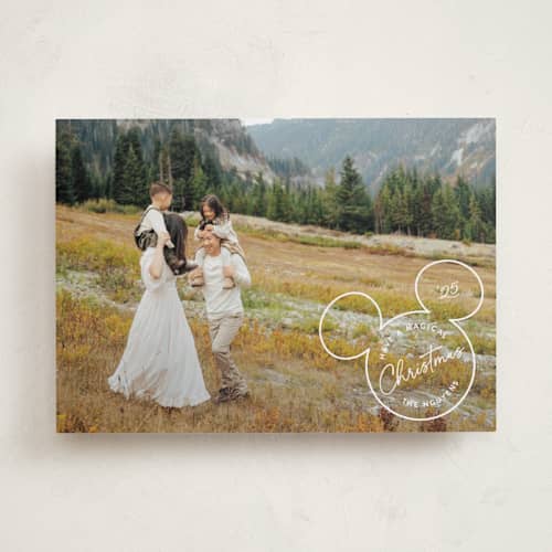 This is a snow holiday photo cards with standard by Hooray Creative called mickey outline printing on recycled smooth signature in standard