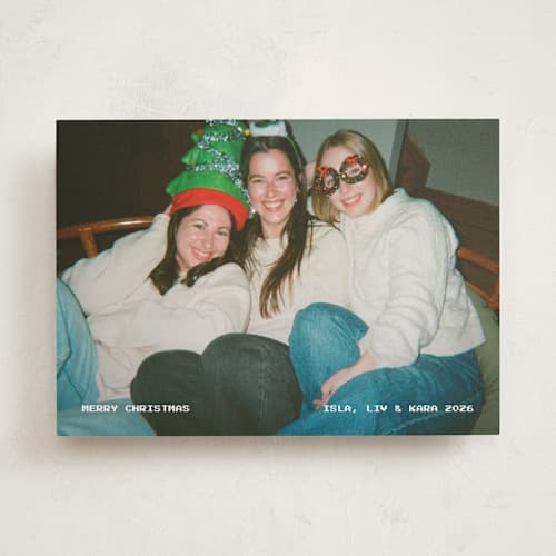 This is a snow holiday photo cards with standard by Lea Delaveris called vhs printing on recycled smooth signature in standard